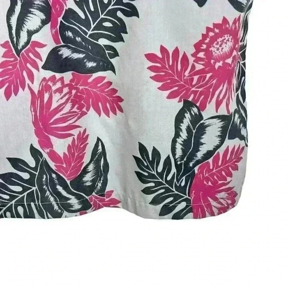Cooke Street Honolulu Turquoise Gray Floral Short Sleeve Button Up Shirt Large - Picture 6 of 12